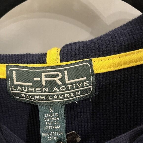 Ralph Lauren Active Womens Waffle Knit Yellow Green Navy Red Preppy Hoodie Small - Picture 9 of 10